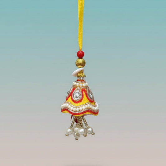 Gifthubmart Yellow Lumba ornament with yellow ribbon and pearl bead detailing