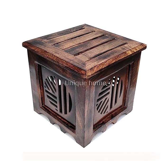 Foldable Storage Seating Pouffe  Wood