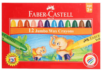 Faber Castell Jumbo Wax Crayons 12 Shades