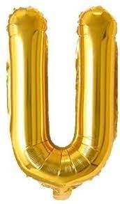 Golden Foil Balloon Alphabet U by Gifthubmart