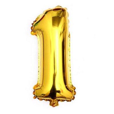 Golden Foil Balloon Number 1 by Gifthubmart