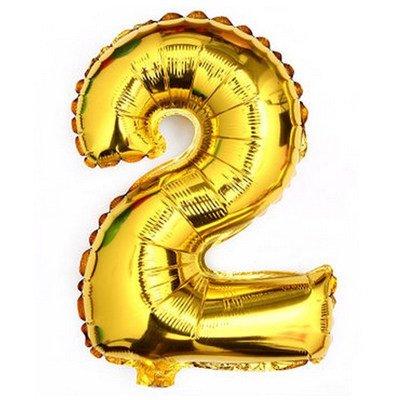 Golden Foil Balloon Number 2 by Gifthubmart