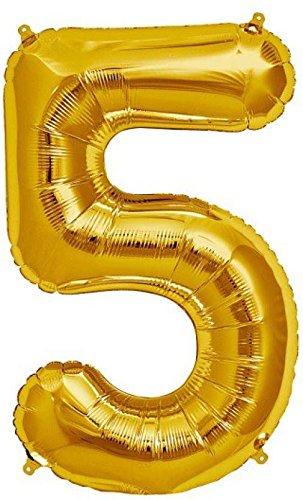 Golden Foil Balloon Number 5 by Gifthubmart
