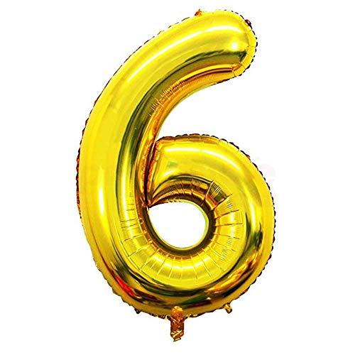 Golden Foil Balloon Number 6 by Gifthubmart