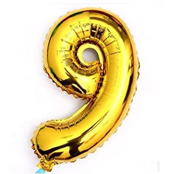Golden Foil Balloon Number 9 by Gifthubmart