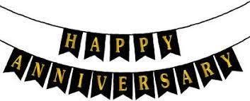 Happy Anniversary Banner Black by Gifthubmart