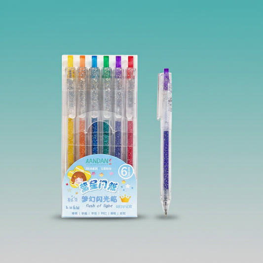 Jiandan Glitter Pen 6 Shade by Gifthubmart