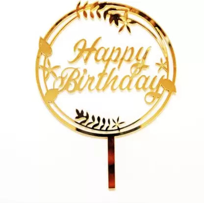 Golden Cake Topper - Happy Birthday