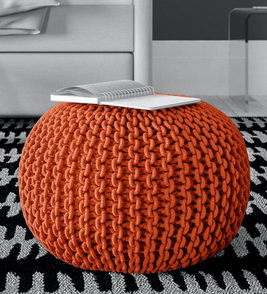 Foldable Storage Seating Pouffe  Orange